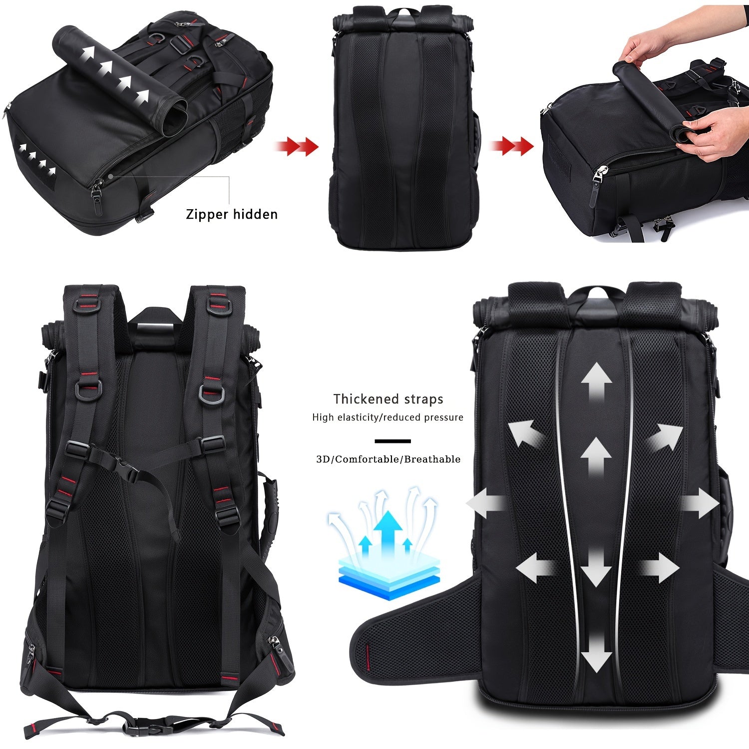 Large Travel Backpack for Men Women, 4-Way Convertible Backpack, Shoulder, Crossbody, Handbag with Independent Shoe Compartment, Fits 15.6" & 17.3" Laptops, Outdoor Hiking Camping Casual Daypack, School & Daily Commute Bag