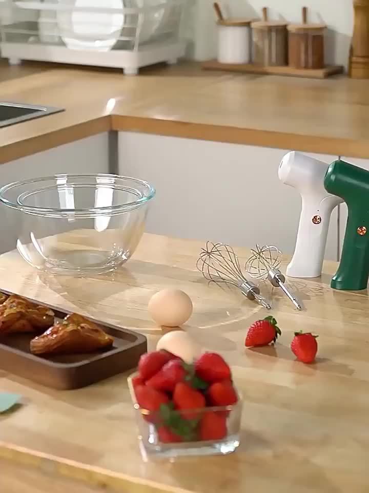Portable Electric Mixer with USB Charging, Featuring a Manual Egg Beater Design And Three Speed Settings for Mixing Cream, Cake, And Flour. A Durable Kitchen Made from ABS