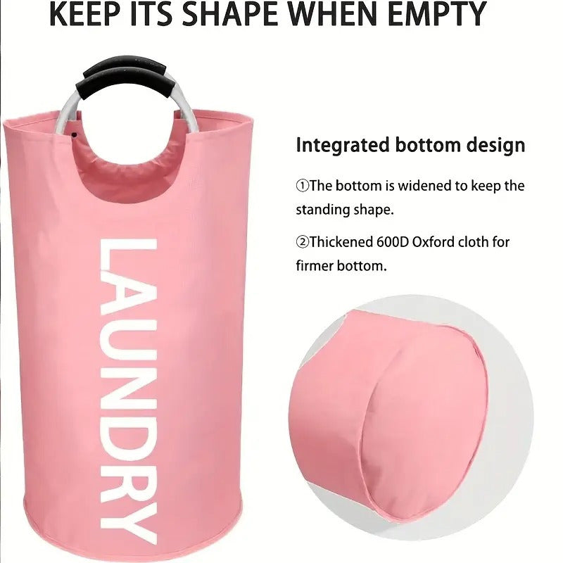 Large Size 95L With Soft Padded Handle Laundry Basket - Foldable, Suitable For Multifunctional Storage In Bathrooms, Laundry Rooms, Balconies, And Dormitories, High-quality Laundry Basket