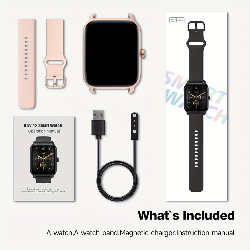 Mother'S Day Gift, FAWEIO Smartwatch For Women Men (Answer/Make Calls), 1.8" Full Touch HD Screen Smart Watch, Built-in Alexa, 100+ Sports Modes, WaterProof, Fitness Activity Tracker Pedometer, For IPhone & Android