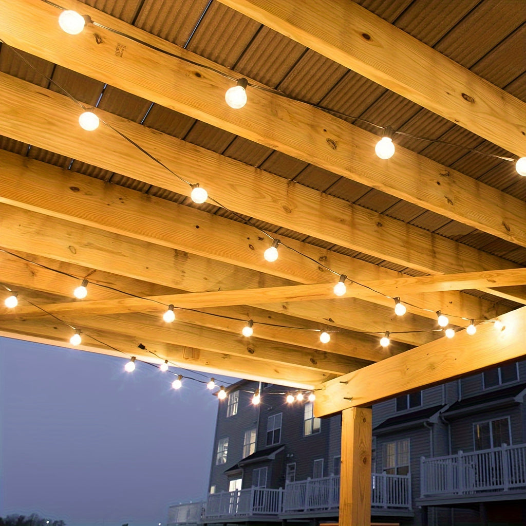 120ft Outdoor Solar Powered Garland Lights, 50+3 ST38 LED Solar Powered Outdoor Garden Light Bulbs, 5 Modes IP44 LED Garland Lights for Terrace, Patio, Party, Warm White