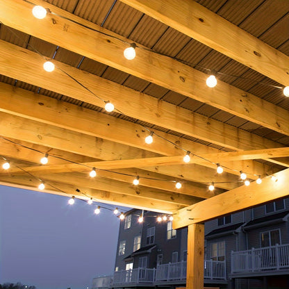 Solar Outdoor String Lights 120ft 53 ST38 LED Bulbs – 5 Modes IP44 Waterproof Solar Garland Lights for Patio Terrace Garden Party Backyard, Warm White