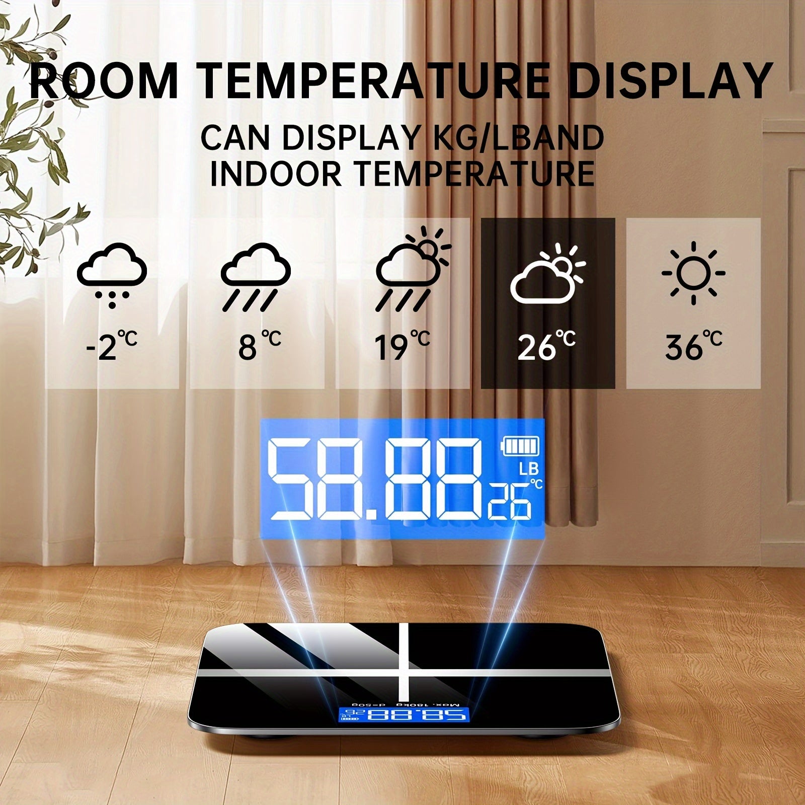 396-Pound Weight Scale, Electronic Scale, Bathroom Scale, Personal Scale, High-Precision Weight Scale, with LCD High-Definition Display And Temperature Display (Switchable KG/LB Units) Large Platform, Durable And Safe, Random Color, Random Pattern