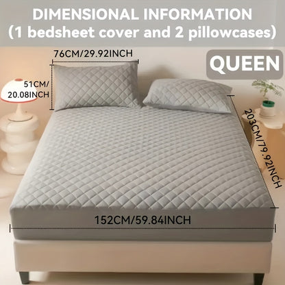 Waterproof Mattress Protector Set 2/3pcs, Thick Deep Pocket 9-15" Fitted Sheet & Pillowcase, Soft All-Season Bedding, Machine Washable – Twin Full Queen King, Multiple Colours