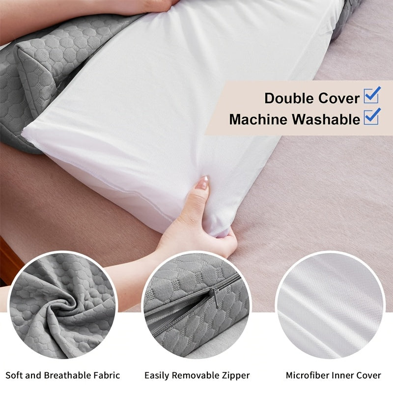 Bed Wedge Pillows, Twin/Full/Queen/King Size Pillows For Sleeping, Bed Filler Mattress Wedge Headboard Close The Between Your Headboard Or Wall For Sleeping Backrest With Removable Cover/Allergenic Mattress/Back, Soft Support Filling&Washable Cover