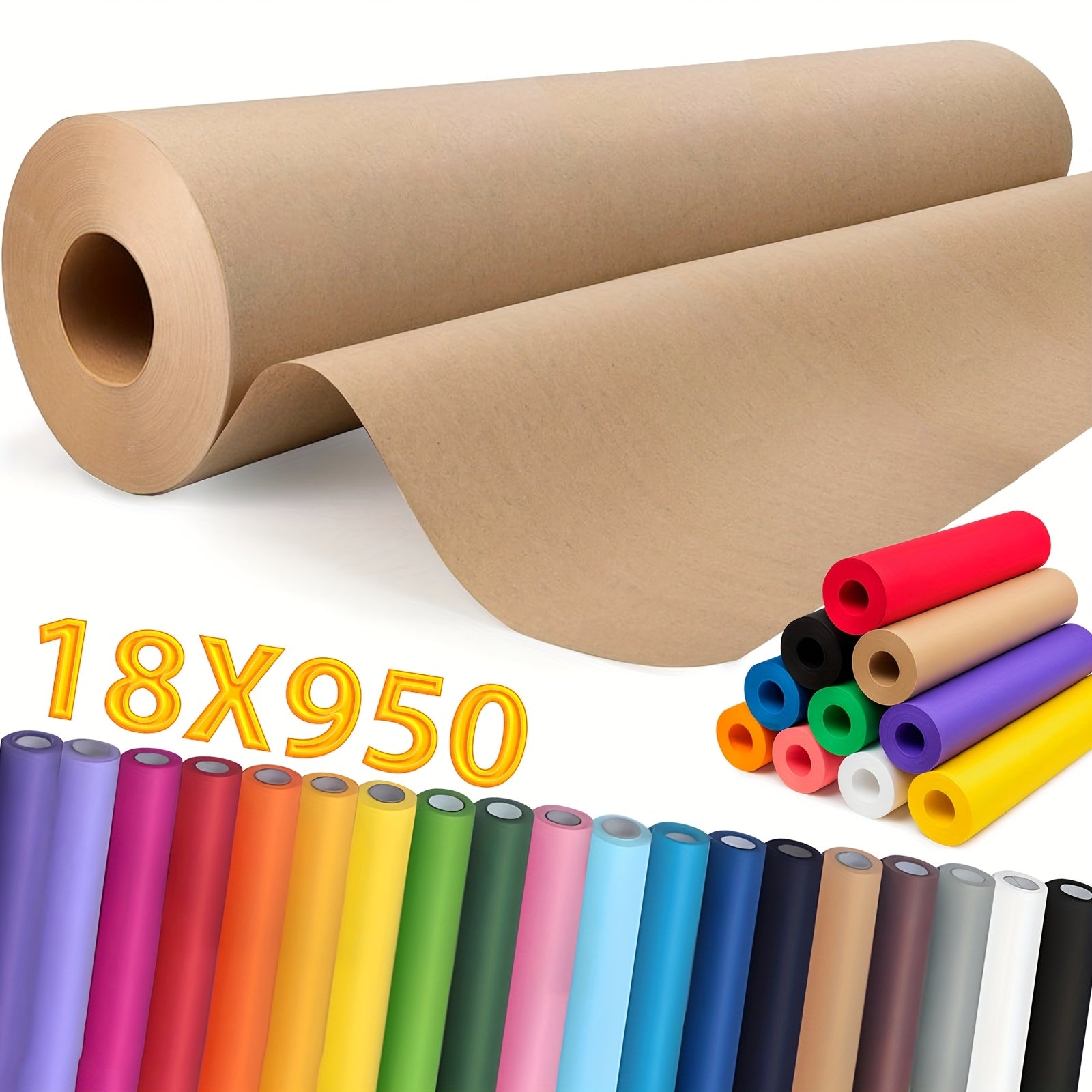 Kraft Wrapping Paper Roll Vibrant Colors – Multi-Use for Gift Wrapping, Art Projects, Table Runner, Bulletin Board, Bouquet Wrapping, Party Supplies & Shipping Packaging – Christmas Crafts
