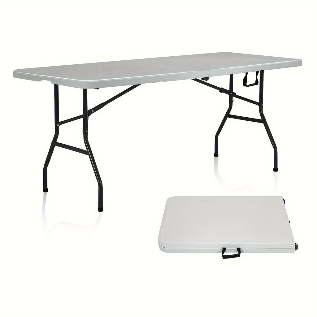 4ft/6ft Outdoor Folding Table, Camping Dining Tables Plastic Party Table Fold Up Table with Carrying Handle for Parties Picnic