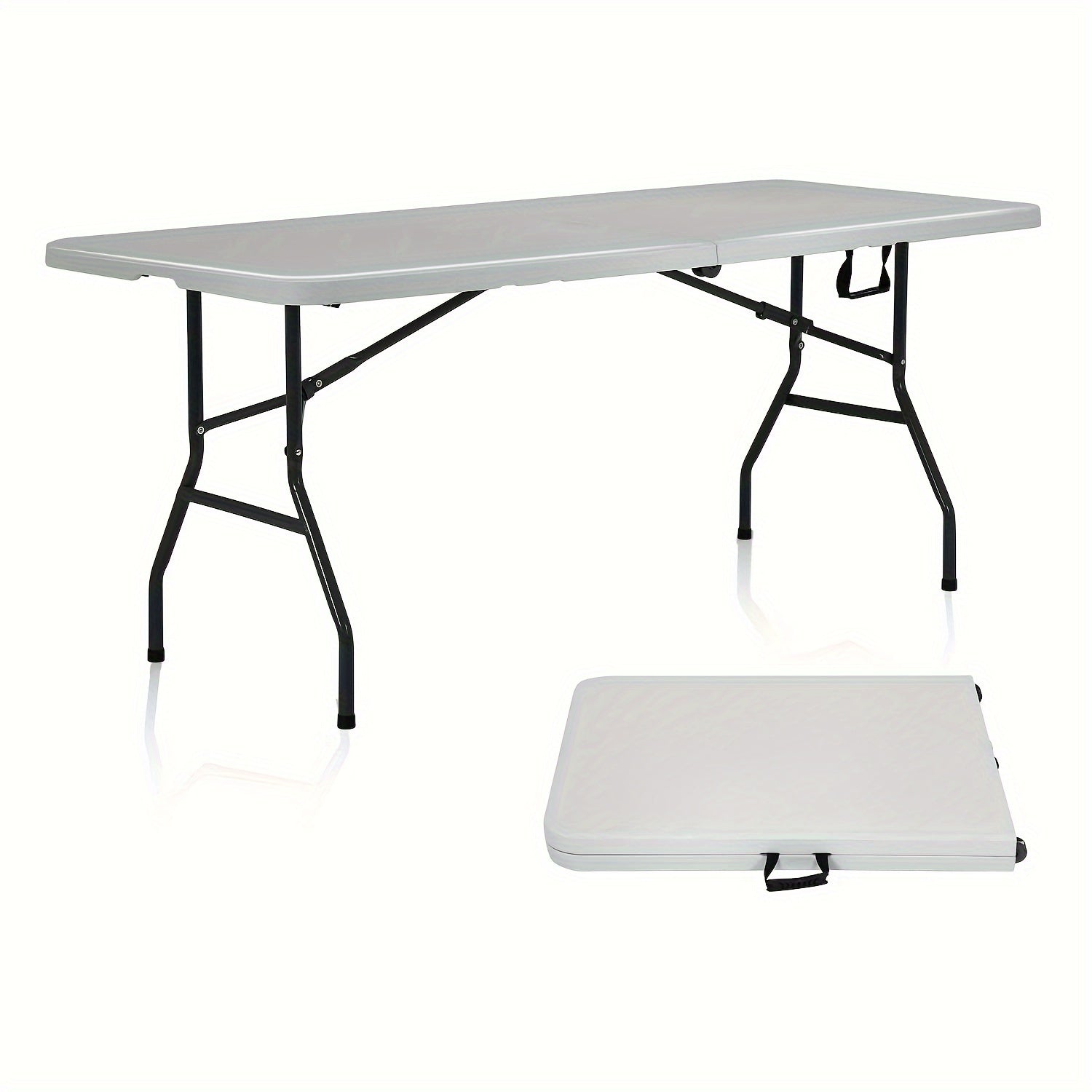 4ft/6ft Outdoor Folding Table, Camping Dining Tables Plastic Party Table Fold Up Table with Carrying Handle for Parties Picnic