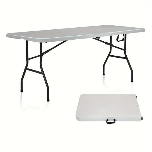 4ft/6ft Outdoor Folding Table, Camping Dining Tables Plastic Party Table Fold Up Table with Carrying Handle for Parties Picnic