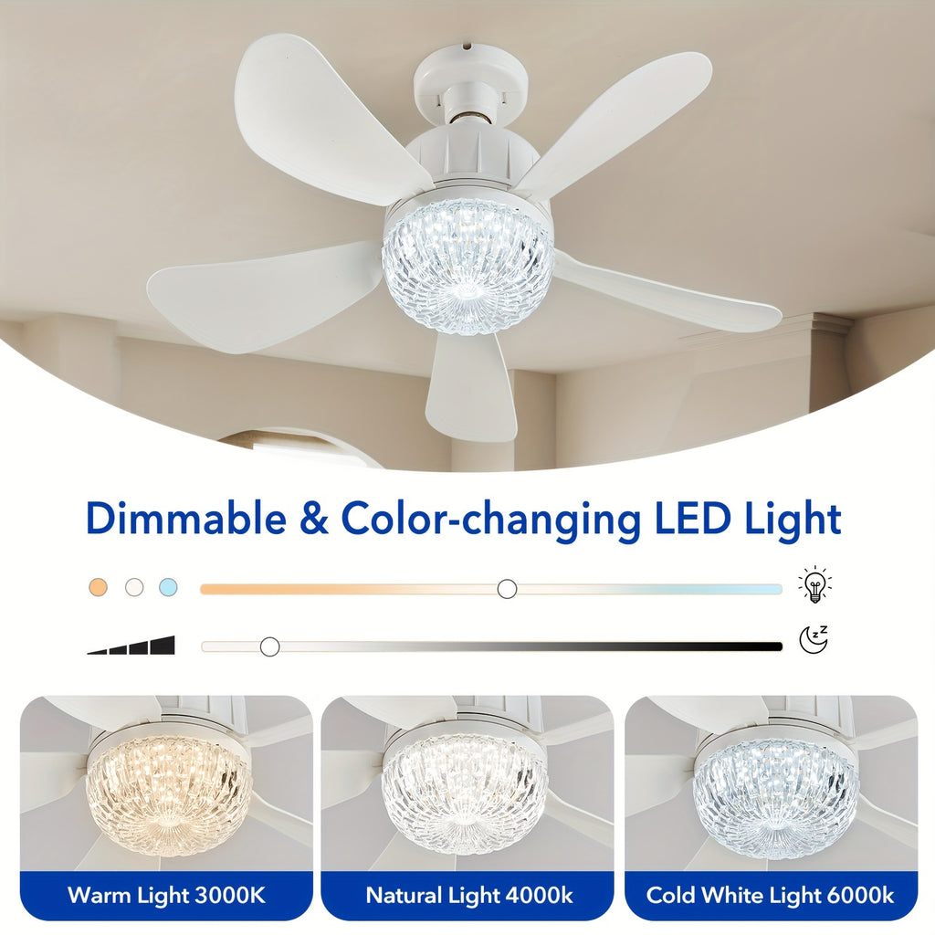 1pc Socket Fan Light, Screw Ceiling Fans with Lights And Remote, E26/E27 Easy Install Ceiling Fan, Base Small Ceiling Fan Replacement for Light Bulb, Dimmable Socket Fan Ceiling, Fan with Light for Bathroom, Bedroom, Kitchen, Living Room