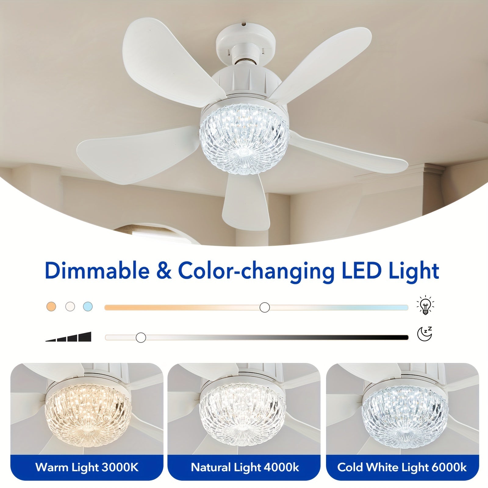 1pc Socket Fan Light, Screw Ceiling Fans with Lights And Remote, E26/E27 Easy Install Ceiling Fan, Base Small Ceiling Fan Replacement for Light Bulb, Dimmable Socket Fan Ceiling, Fan with Light for Bathroom, Bedroom, Kitchen, Living Room