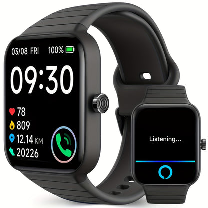 Smartwatch with Built-in Alexa, 1.8" HD Touch Screen, Answer & Make Calls, 100+ Sports Modes, Waterproof Fitness Tracker with Pedometer for iPhone & Android – Smart Watch for Women & Men