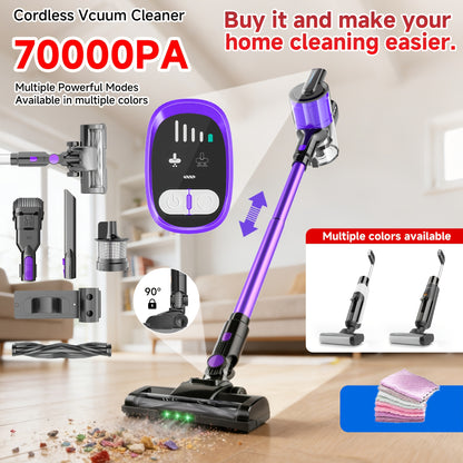Cordless Vacuum Mop 2-in-1 70Kpa – Wet & Dry Smart Washing Machine, Self-Cleaning, HEPA Filter, Anti-Tangle Roller for Wood Floors Carpets Pet Hair – ShopVora CA