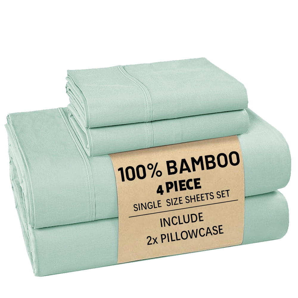 Bamboo Bed Sheet Set 3/4pcs – Soft Breathable Deep Pocket Sheets for Hot Sleepers, Durable Stitching, Twin Full Queen King, 11 Colours Including Assorted