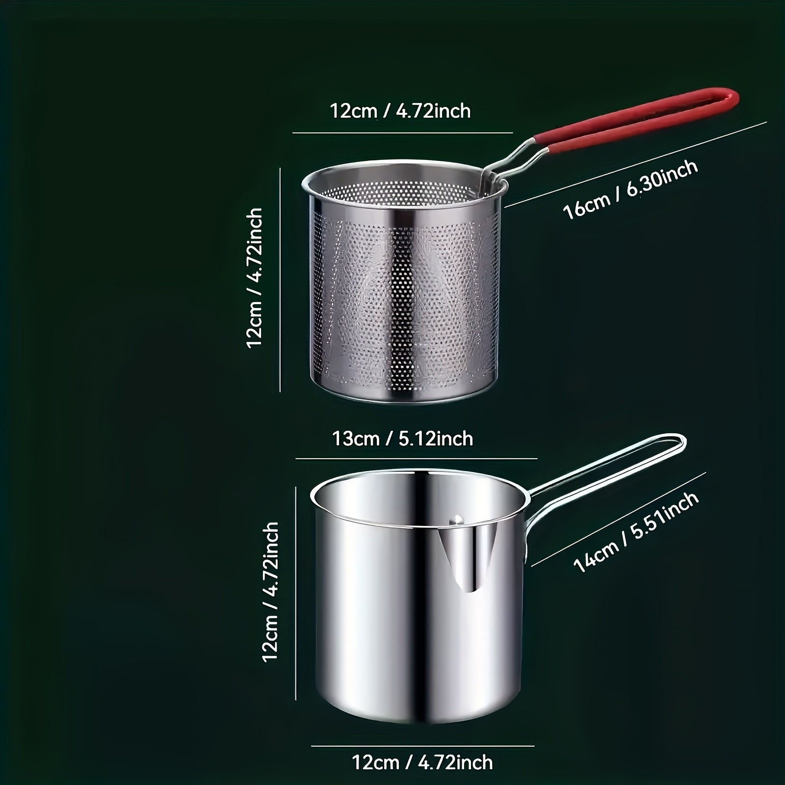 Stainless Steel Deep Fryer with Filter Rack - Compact And Easy to Use - Perfect for Crispy French Fries, Fried Potatoes, Fish And Chicken - Essential Kitchen Tools for Home Cooking