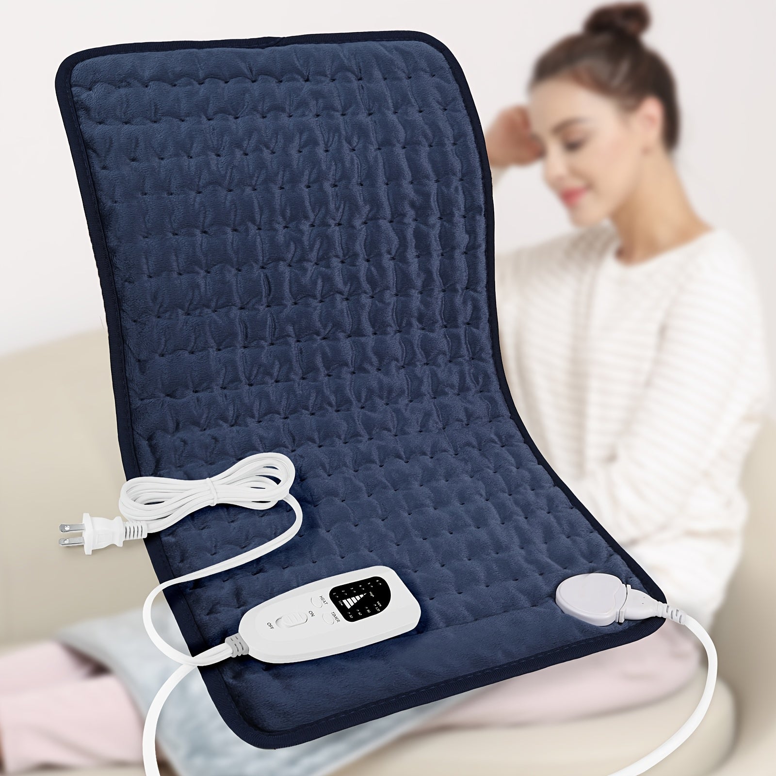 XL Electric Heating Pad 24x12in – 6 Heat Levels up to 140°F, 4 Timer Settings, Machine Washable, Plush Velvet for Back Neck Shoulder Leg Knee, Gift for Parents Canada