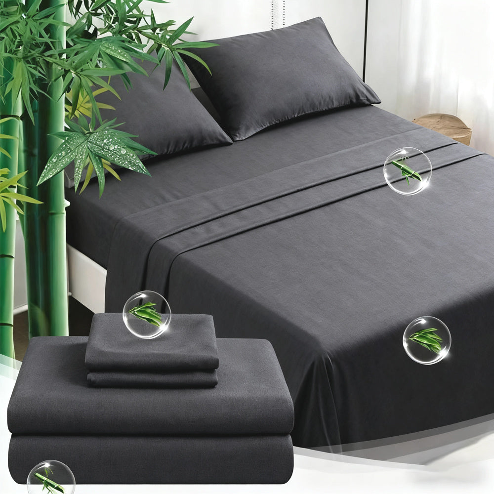 Bamboo Sheets Set 3/4pcs 2200TC Viscose Cooling Bed Sheet Set - Deep Pocket Breathable Hotel Quality Bedding for Hot Sleepers | Twin Full Queen King