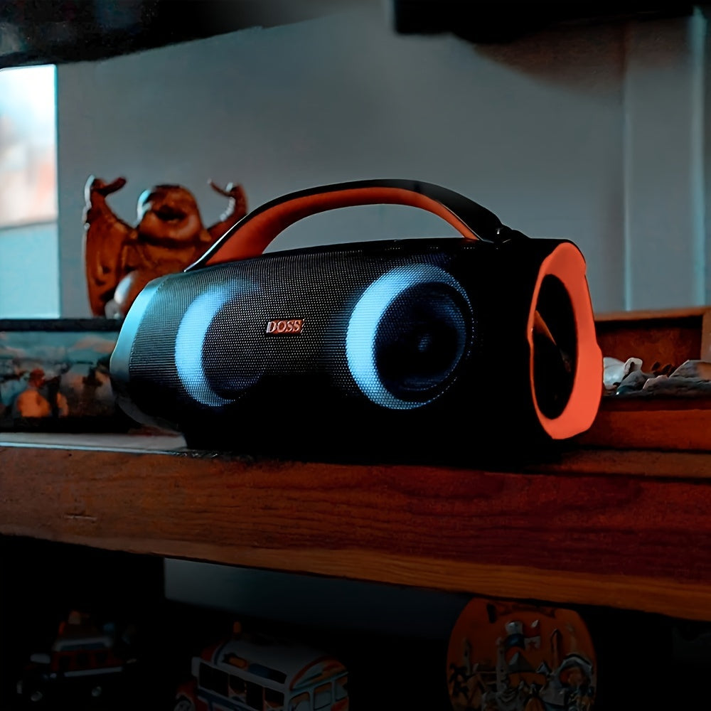 DOSS 100W Outdoor Speaker Bluetooth 5.3 with Stereo Sound, Rich Bass, 20 Hours Playtime, 10400mAh Power Bank, Mixed Color Party Light, IPX6 Portable Speaker for Camping, Beach