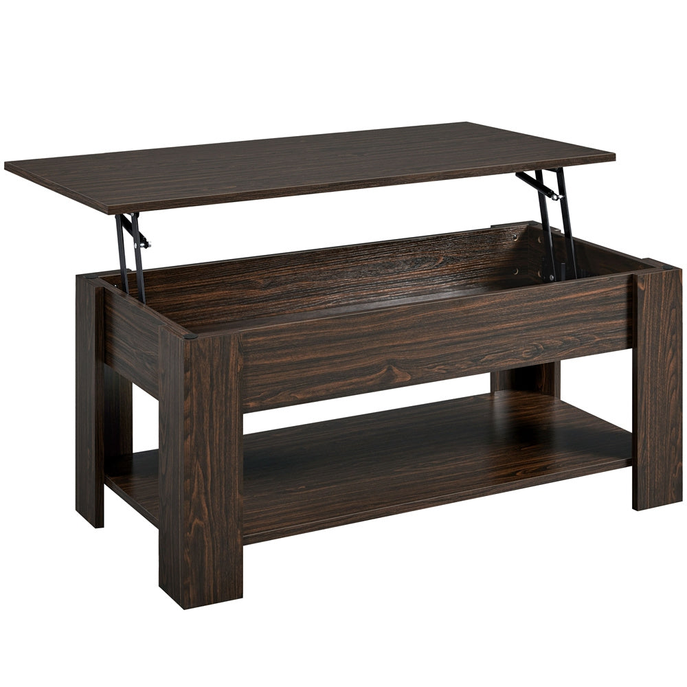 ALDEN DESIGN Coffee Table, 38 in Lift Top Coffee Table with Hidden Compartment & Open Shelf, Space-saving Coffee Table for Small Apartment, Living Room, Reception Room, Office, White/Black/Gray/Rustic Brown/Espresso