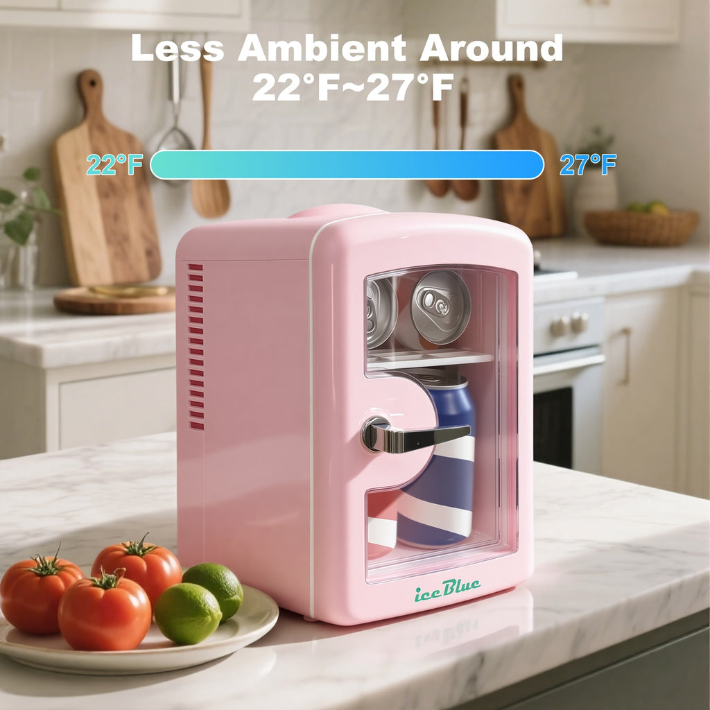 Mini Fridge 1.06 Gallons, 12V DC Power Supply, Low-noise Design, Portable Compact Refrigerator, Suitable for Bedrooms, Dormitories, Cars, Desks, Freezing Skin Care, Cosmetics, Gifts, Christmas Gifts, Cute