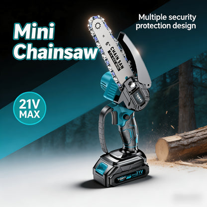 21V Cordless Chainsaw – Lightweight Handheld Electric Branch Saw with Safety Lock & Splash Guard – Portable Tree Pruning Saw for Yard, Garden & Home – Gift for Men