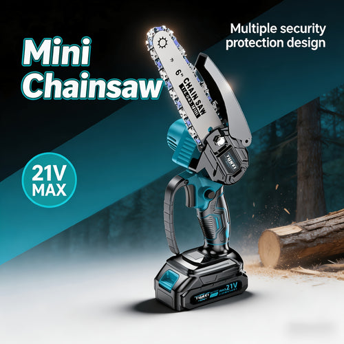 21V Cordless Chainsaw – Lightweight Handheld Electric Branch Saw with Safety Lock & Splash Guard – Portable Tree Pruning Saw for Yard, Garden & Home – Gift for Men