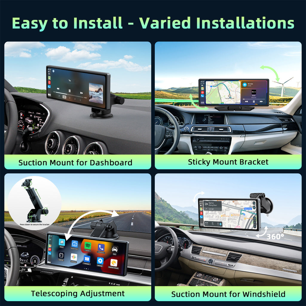 Lamtto 9.26 inch Car Stereo for Wireless Car play and Android Auto, Portable Carplay Screen for Car, with FM, GPS Navigation, AirPlay, AUX/FM, Bluetooth, Voice Control for Android 11+ (7-inch, 9-inch, and 9.26-inch models are available)