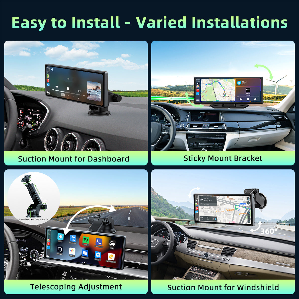 Lamtto 9.26 inch Car Stereo for Wireless Car play and Android Auto, Portable Carplay Screen for Car, with FM, GPS Navigation, AirPlay, AUX/FM, Bluetooth, Voice Control for Android 11+ (7-inch, 9-inch, and 9.26-inch models are available)