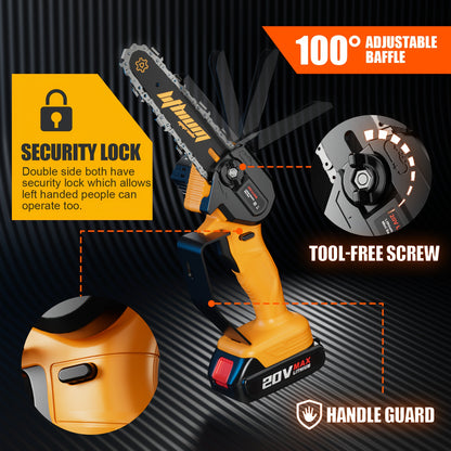 6-Inch Pruning Chainsaw Cordless Mini Handheld Battery Saw Compatible with 20V Lithium Batteries – Portable Electric Tree Trimmer for Branch Cutting, Wood Trimming & Garden Maintenance, Great Gift for Men & Fathers