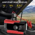 Portable Car Emergency Starter Power Supply | 12V Car Battery Charger With Optional 150Psi Air Pump, Led Light, Usb Type-C And Usb Output, Rechargeable Lithium Polymer Battery, Digital Display, Various Styles