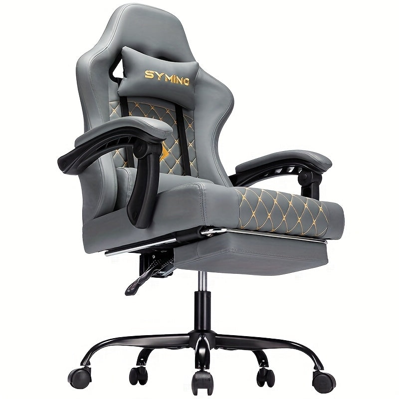 SYMINO Ergonomic Gaming Chair Adjustable Lumbar Support Footrest Memory Foam Heavy Duty PU Leather 360° Swivel Office Chair for PC Gaming Home Office Black Gray Canada