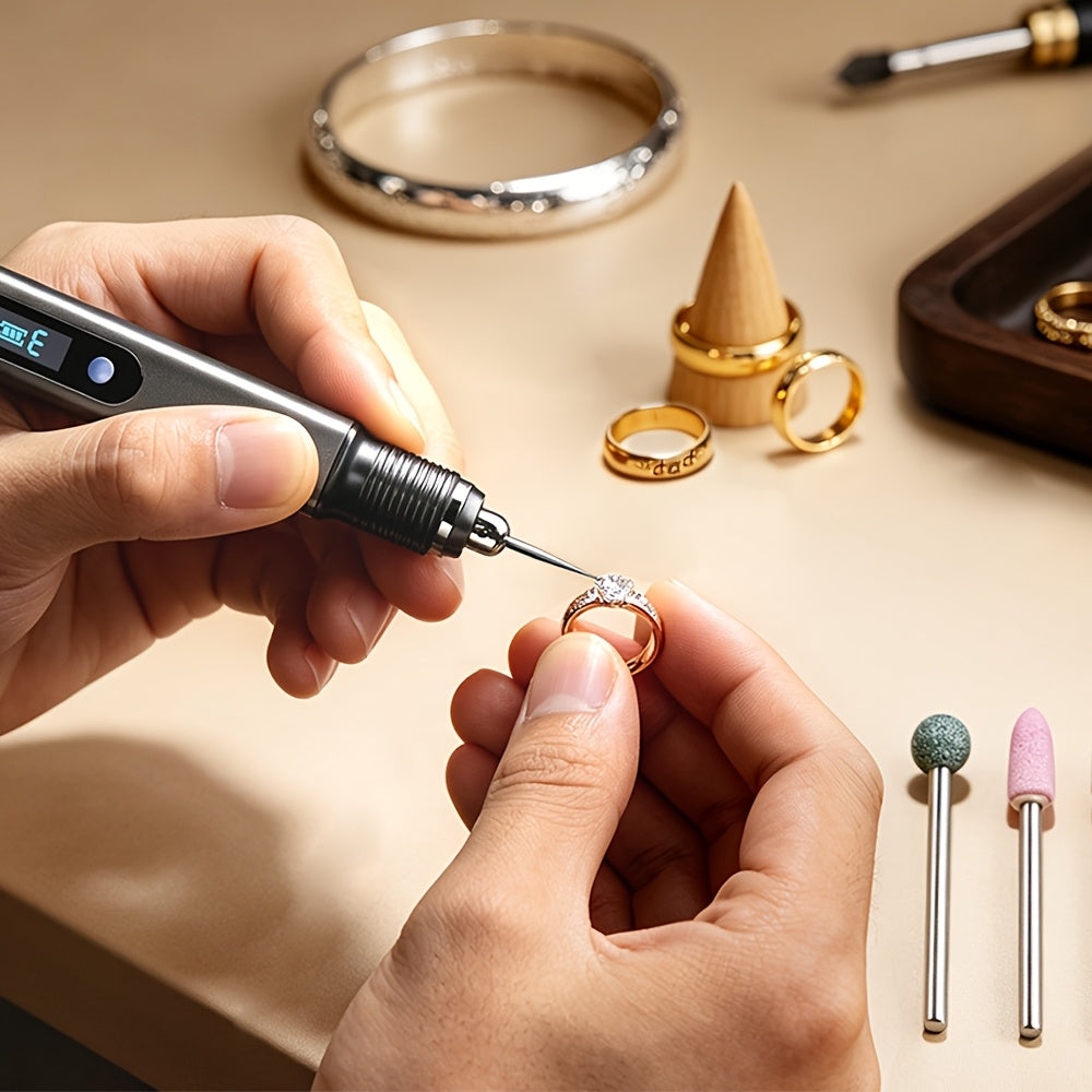 Rechargeable Engraving Pen Kit, 49pcs Cordless Electric Engraver with 33 Drill Bits, 10 Stencils, 3-Speed Adjustable DIY Carving Tool for Metal, Wood, Glass, Jewelry, Plastic, Fathers Day Gift