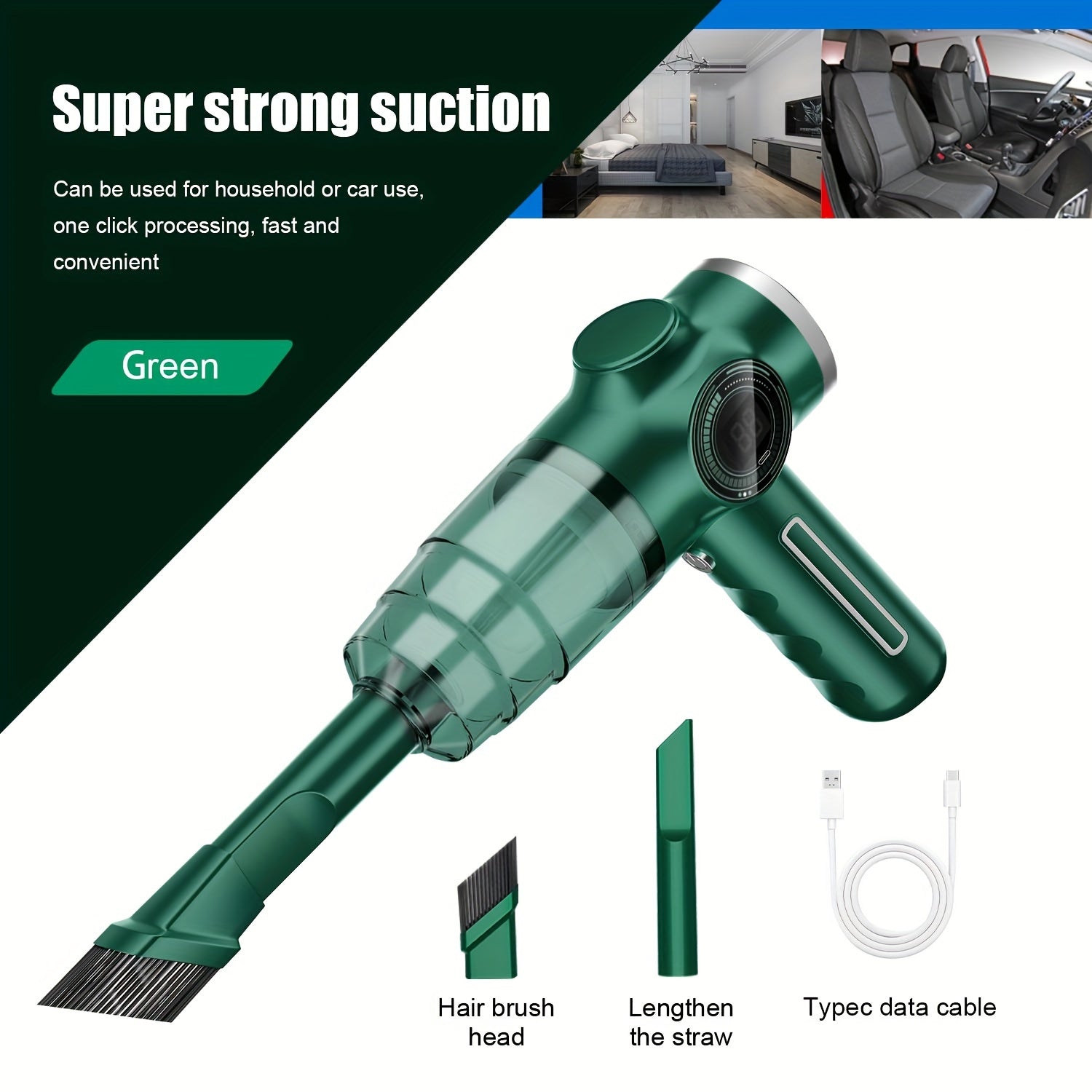 Cordless Handheld Vacuum Cleaner 2-in-1 with High Suction Power - Lightweight Portable Rechargeable Lithium Battery Vacuum with Dusting Brush, Floor Brush & Car Home Cleaning Tools