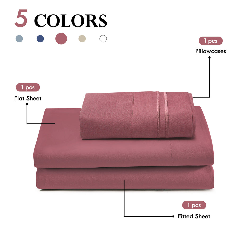 3/4pcs 14 Inch Deep Pocket Sheet Set – Lightweight, Breathable and Cooling – Wrinkle and Fade Resistant, Hotel Luxury–Ideal for Home, Dorms and Cool Summer Nights – Great Fall Winter Gift – Pillowcase, Flat Sheet, Fitted Sheet, Twin Full Queen King