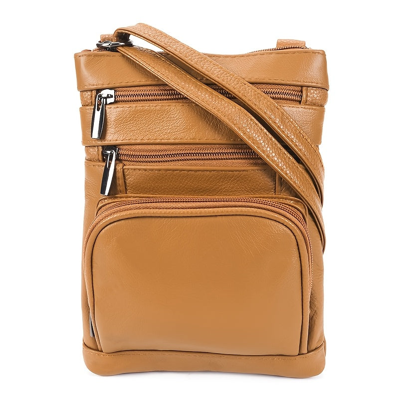Crossbody Leather Bag Genuine Leather Messenger with Adjustable Strap & Smartphone Pocket – 3 Sizes: Regular, Plus & X-Large | 9 Colours | Fashionable Handheld Shoulder Bag | ShopVora CA