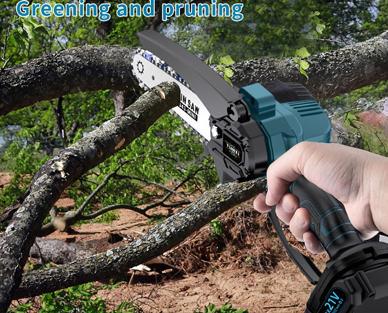 Wireless Mini Chainsaw, Portable Battery-powered Handheld Electric Chainsaw, Lightweight Single-handed Compact Chainsaw, Suitable for Tree Trimming And Branch Pruning, Ideal for Home Gardens And Wood Processing