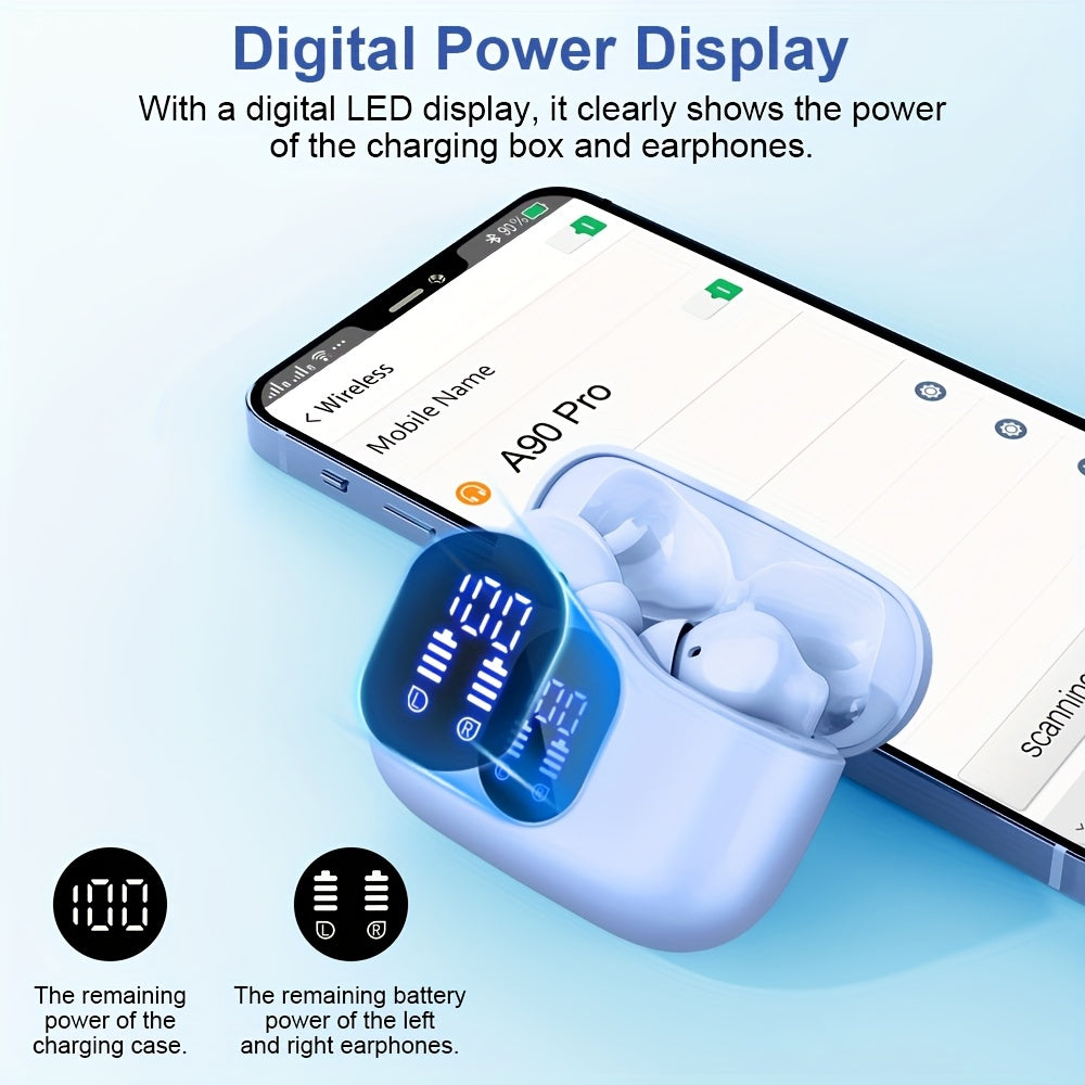 Wireless 5.3 Earbuds Featuring Rich Bass Sound, 36 Hours of Playback, LED Charging Case, ENC Noise-Canceling Microphones, Compatible with Android And Ios Devices