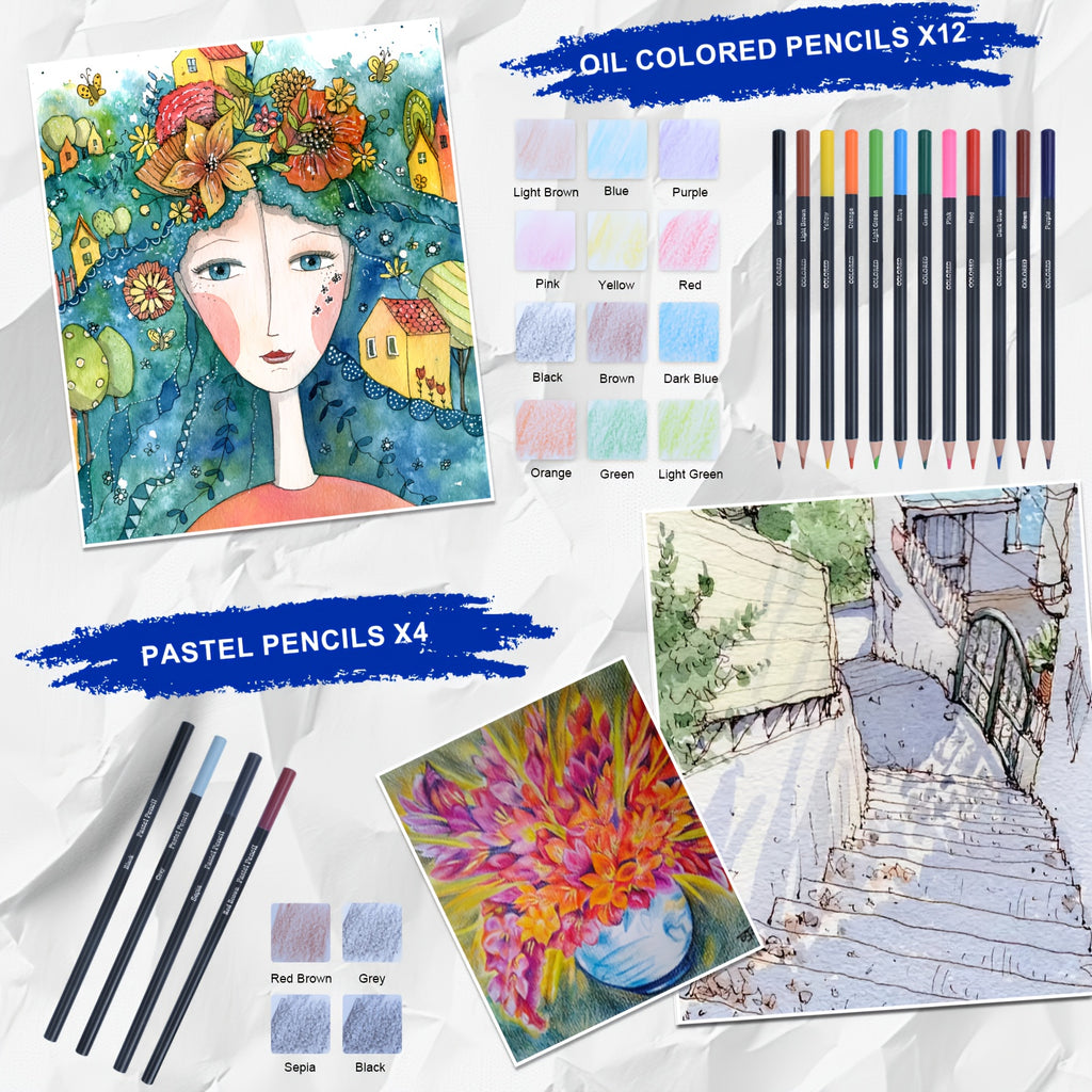 75pcs Art Supplies Set for Beginners - Includes Graphite, Charcoal, Watercolor & Metallic Pencils, Sketchbook, Pad & Portable Case - Perfect Christmas Gift for Artists