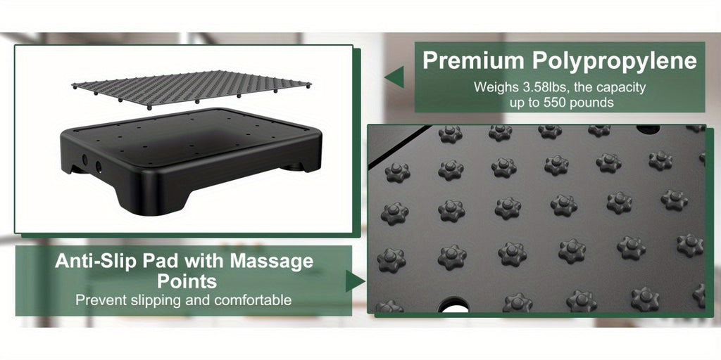 Heavy-Duty Adjustable Non-Slip Stepping Stool - Portable, Sturdy Polypropylene with Anti-Slip Rubber Mat, Ideal for Cars, Beds, Doors, Stairs & Bathrooms - Indoor/ Outdoor Use, Easy Storage, Mobility Aids, Daily Necessities