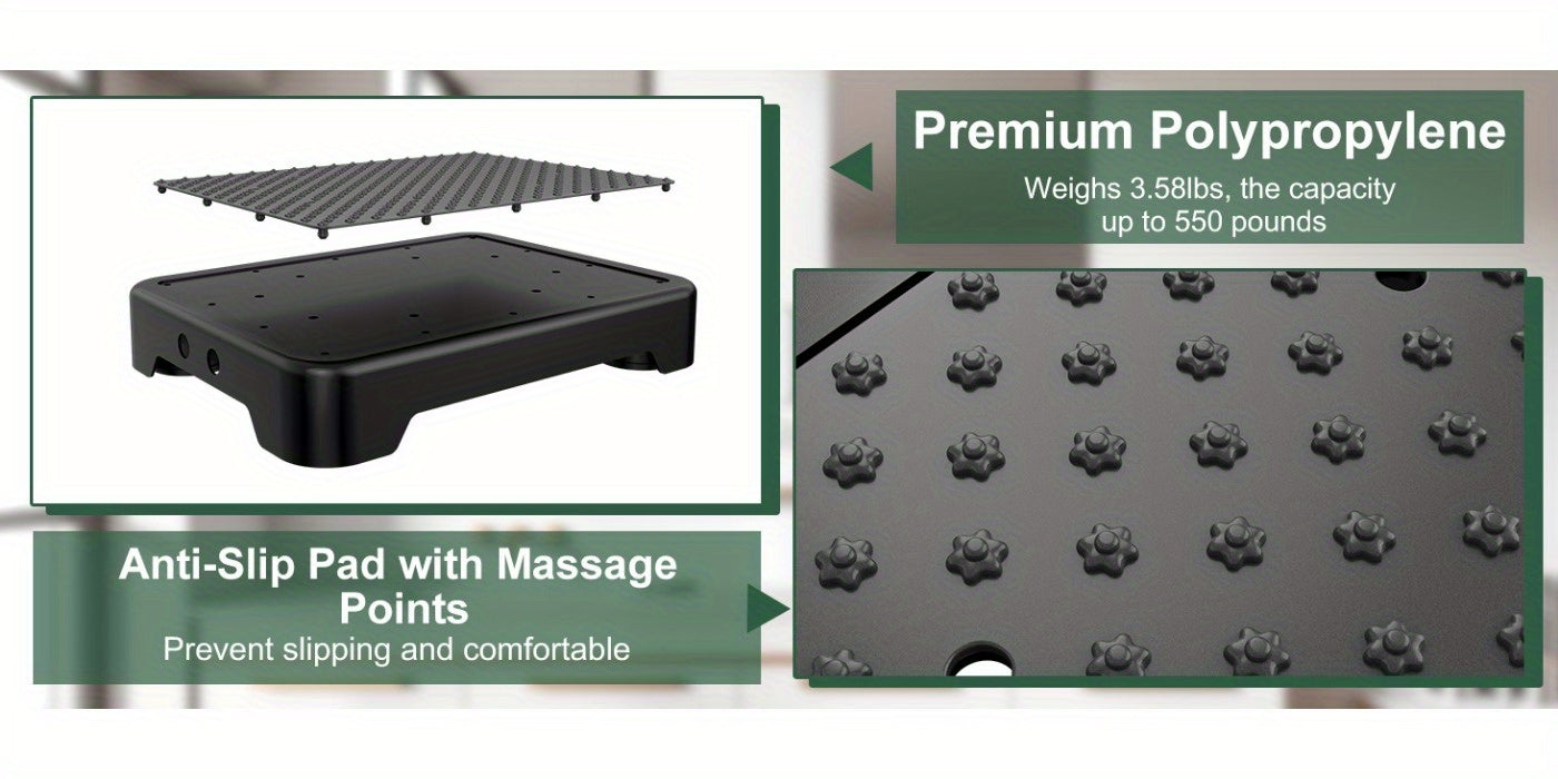 Heavy-Duty Adjustable Non-Slip Stepping Stool - Portable, Sturdy Polypropylene with Anti-Slip Rubber Mat, Ideal for Cars, Beds, Doors, Stairs & Bathrooms - Indoor/ Outdoor Use, Easy Storage, Mobility Aids, Daily Necessities