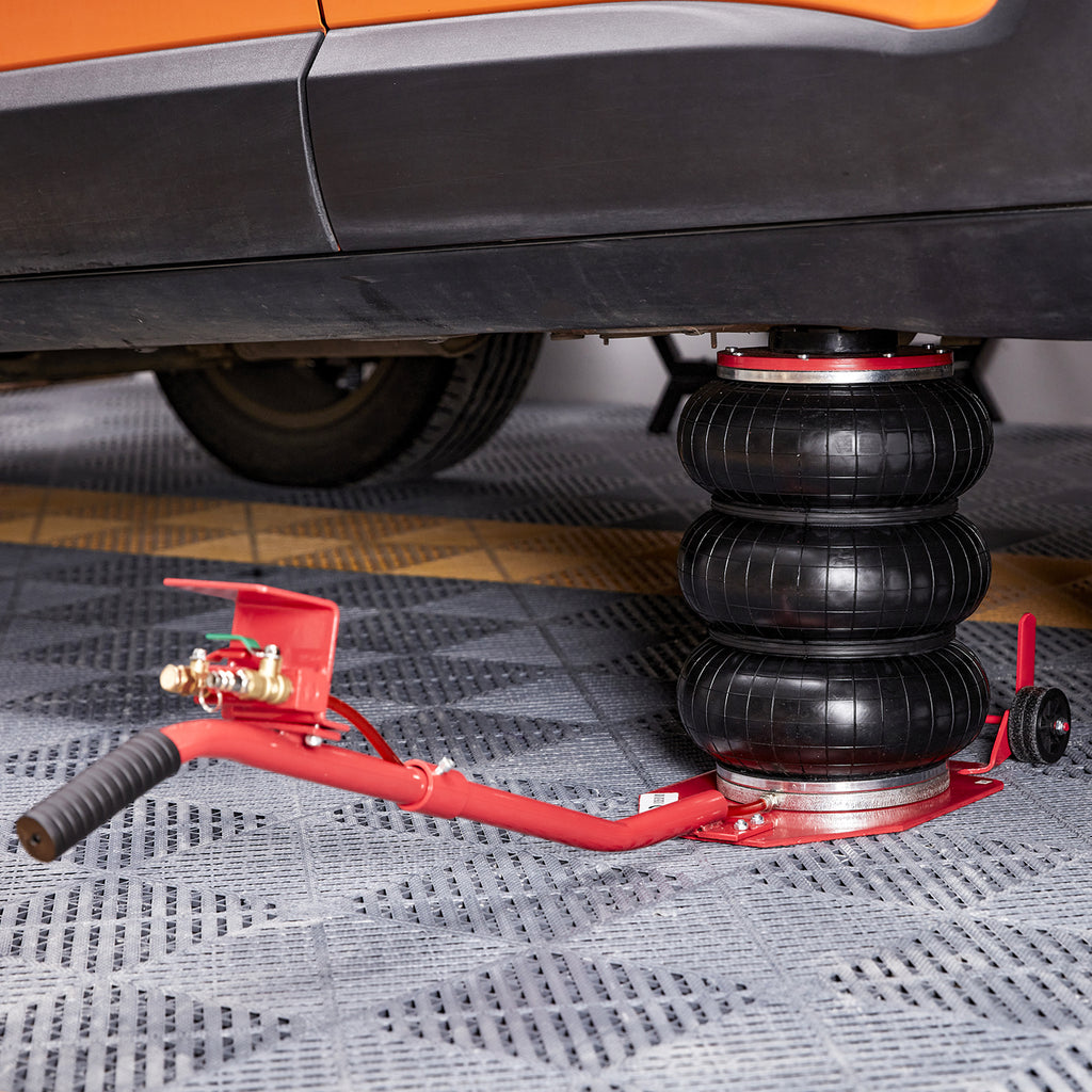 VEVOR Air Jack, 3 Ton/6600 lbs Triple Bag Air Jack, Airbag Jack with Six Steel Pipes, Lift up to 17.7", 3-5 s Fast Lifting Pneumatic Jack, with Adjustable/Nonadjustable Long Handles for Cars, Garages, Repair (Blue/Red)