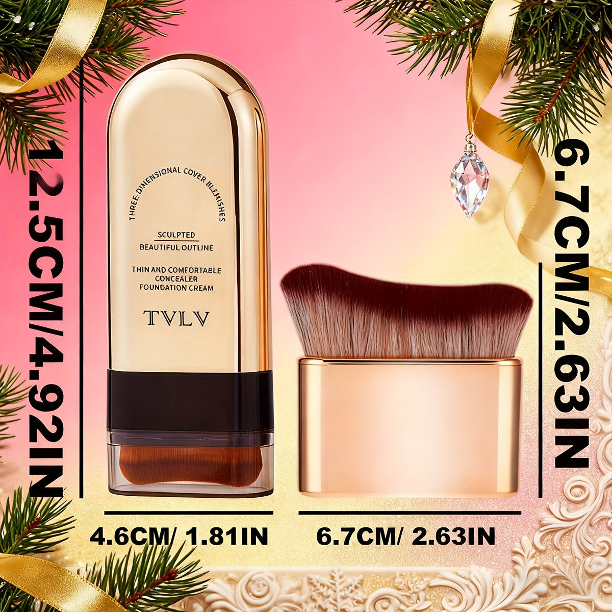 2-in-1 Foundation Stick with Concealer & Contour + Rose Golden Makeup Brush-Waterproof Sweatproof Cream Foundation, Long-Lasting Natural Coverage, Travel-Friendly for Daily Wear, Dates, Stage & Photography-Shades: Cream, Warm Beige, Wheat