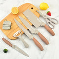 6pcs Professional Chef Knife Set with Elegant Wooden Handles - Ultra-Sharp Rust-Proof Stainless Steel, Ergonomic Design for Comfortable Cooking - Includes Chef Knife, Cleaver, Paring, Utility Knives, Scissors And Peeler
