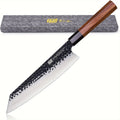 1pc 9-Inch Kiritsuke Chef Knife, Japanese Hand-Forged Professional Sharp Kitchen Knife, 9Cr18MoV Triple-Layered Steel Meat Vegetable Sushi Knife for Cutting Meat, Vegetables, Fruits, Seafood, and Sushi, Ergonomic Solid Wood Handle with Gift Box