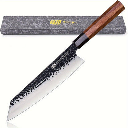 9-Inch Kiritsuke Chef Knife Japanese Hand-Forged, 9Cr18MoV Triple-Layered Steel Professional Kitchen Knife, Ergonomic Solid Wood Handle, Cuts Meat Vegetables Sushi Seafood, Comes with Gift Box