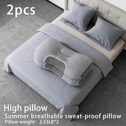 Neck Massage Pillow 2-Pack 1100G Soft Woven – Adjustable Ergonomic Profile, High-Quality Pillow Core with Detachable Pillowcase for Sleeping Comfort, Couple Bedding Set Canada