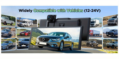10.26" Wireless CarPlay Screen with 2.5K Dash Cam & Rear 1080P Camera, Apple CarPlay & Android Auto, GPS Navigation, Mirror Link, Voice Control, FM, 64GB – Fits All Vehicles 12-36V