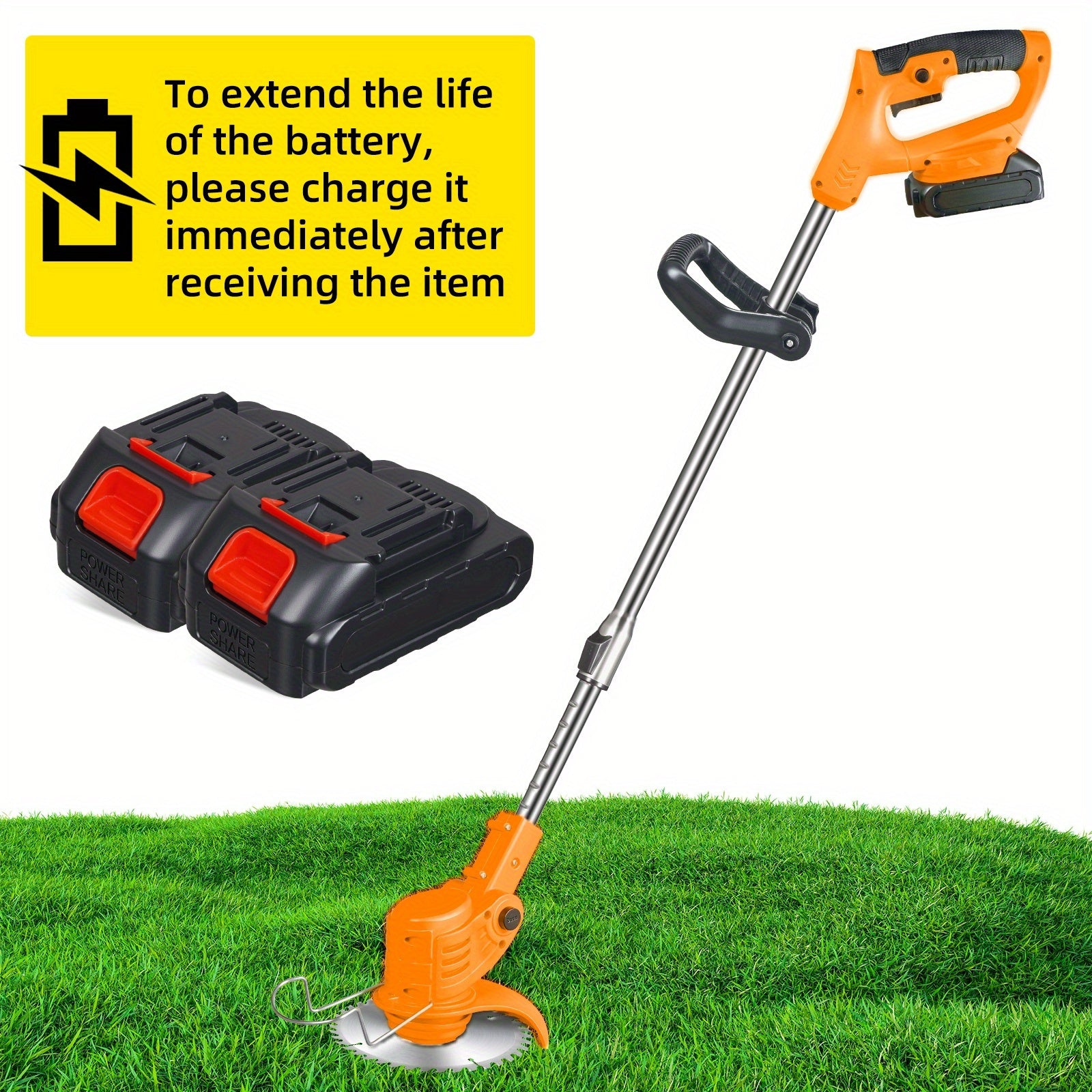 Cordless Electric Roller Lawn Trimmer with 3 Cutting Blades & Fast Charger – 1200mAh Battery Operated Weed Eater, Lightweight Portable Grass Cutter for Yard & Garden | ShopVora CA