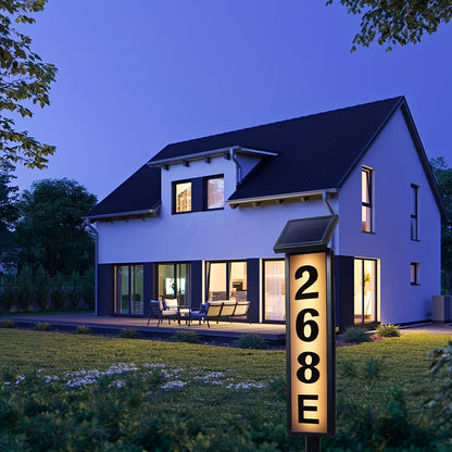 Solar LED House Address Number Door Sign Light Outdoor – Waterproof Digital Indicator Lamp for Villa Lawn Park Landscape Decor, Decorative Guide Light Gift