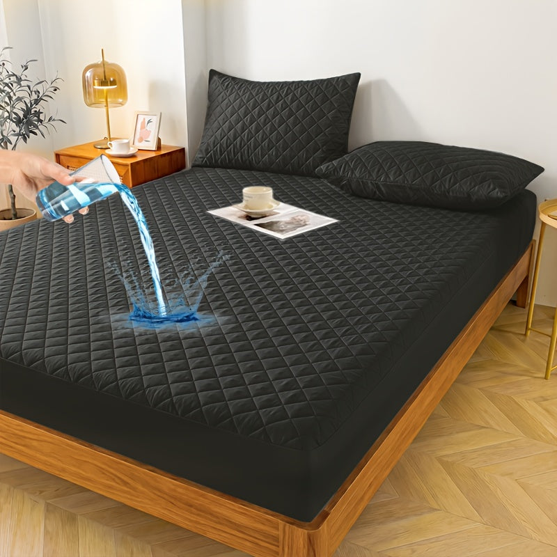 Waterproof Mattress Protector with Embossed Design – Non-Slip Thickened Cover, 21" Deep Pocket, Optional Pillowcase, Twin Full Queen King, 19 Colours